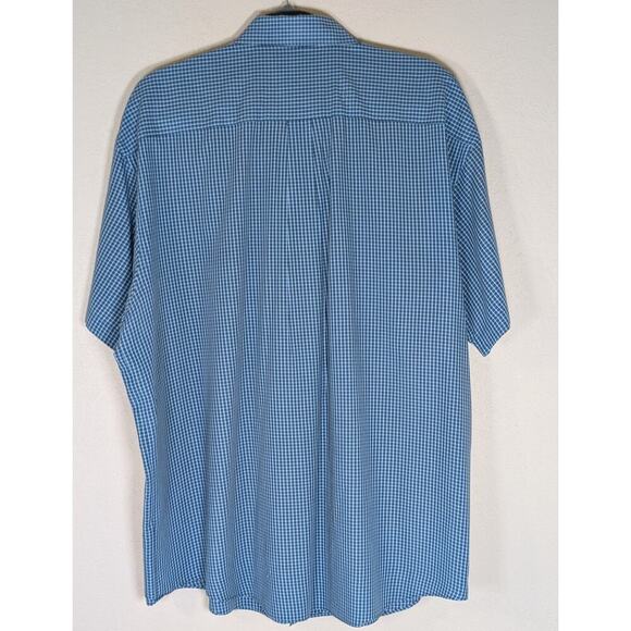 Van Heusen Men's Dress Shirt Short Sleeve Blue Mini Plaid XXL 18 18.5 - Picture 2 of 8